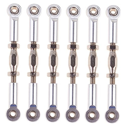 Toddmomy 6pcs Short Tie Rod Upgrade Made of CNC Machined for Rc Car Accessories - color: Silver