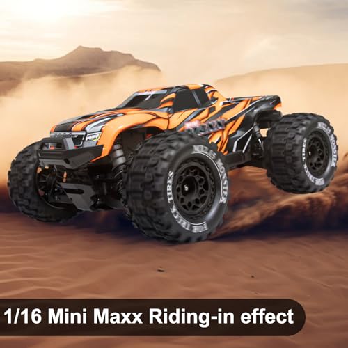 LRFHL 12mm Hex RC Wheel Tires 4PCS | for 1/16 Traxxas Mini Maxx 107154-1 Mini XRT VXL 108076-1 E-Revo Mini XRT MJX 16207 16210 HSP 94186 LOSI 1/18 Mini LMT - color: Black Tires+ Black Hex Wheel-1