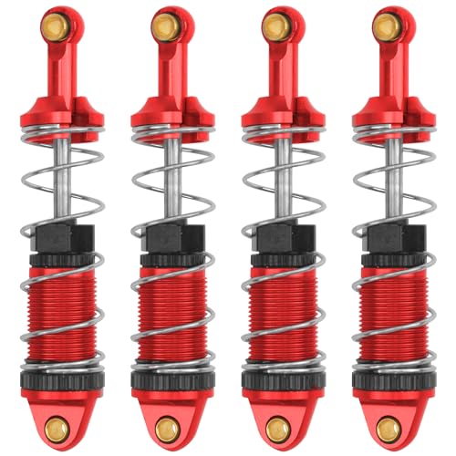 4Pack ShareGoo RC Car Shock Absorbers Metal Shocks Damper Compatible with MJX Hyper Go 16207 16208 16209 16210 H16BM H16GT H16DR 1/16 RC Car Upgrades Part (Red) - color: Red