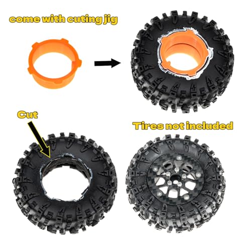 1.6" (40.6mm) Super Wheels, Carbon fibre Beadlock Wheel fit for SCX24 TRX4M FCX24 FCX24M CR18P 1/24 1/18 RC Crawlers Upgrade, Style D, Standard - color: Black, size: Style D