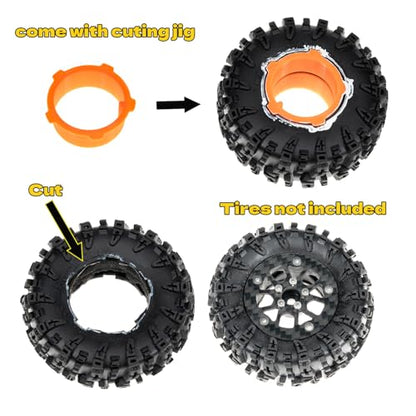 1.6" (40.6mm) Super Wheels, Carbon fibre Beadlock Wheel fit for SCX24 TRX4M FCX24 FCX24M CR18P 1/24 1/18 RC Crawlers Upgrade, Style D, Standard - color: Black, size: Style D