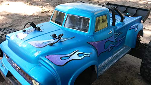 RC car Truck - Tribal Flames - 10pc Body Decal kit - Universal for Arrma Losi HPI Axial Traxxas Redcat Tekno 1/10 1/8 Scale Rock Crawler Stickers (Purple/Blue) - color: Purple/Blue
