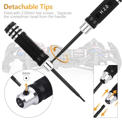 RC Tool Kit Hex Screwdriver 1.5/2.0/2.5/4.0BOX/5.5BOX,Phillips/Slotted | 7PCS Screwdriver Compatible with 1/10 1/18 1/24 Traxxas SCX24 ARRMA RC Truck Car Tools