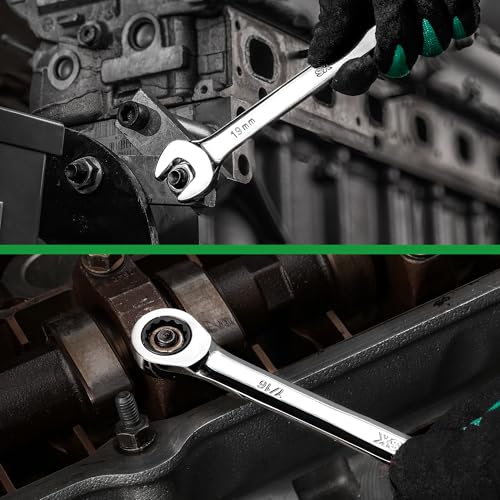 SK Ratchet Wrenches Set, SAE 1/4" to 1", Metric 8 to 24mm, 30-Piece | Ratcheting Wrench Set, Combination Wrench Set, 72-Tooth, Premium CR-V Steel, Chrome Plating Surface, Roll-Up Pouch - size: 30-Piece, SAE 1/4" to 1", Metric 8 to 24mm