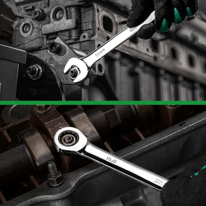 SK Ratchet Wrenches Set, SAE 1/4" to 1", Metric 8 to 24mm, 30-Piece | Ratcheting Wrench Set, Combination Wrench Set, 72-Tooth, Premium CR-V Steel, Chrome Plating Surface, Roll-Up Pouch - size: 30-Piece, SAE 1/4" to 1", Metric 8 to 24mm