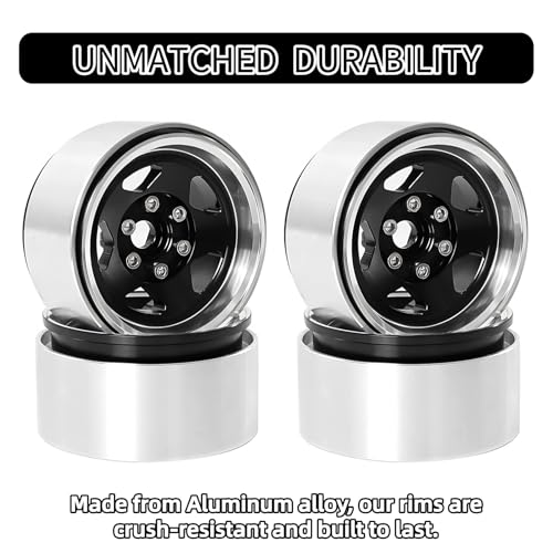 1.9 Beadlock Wheels, 4pcs Black | Aluminum RC Rims Hub with Positive Offset 12mm Hex for 1/10 RC Crawler Axial SCX10 II III 90046 AXI03007 Traxxas TRX4 TRX6 - color: Five Models-black