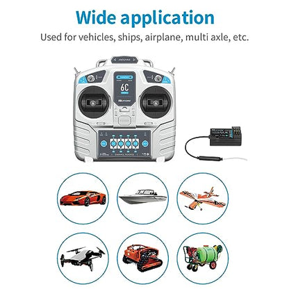 GoolRC Microzone MC6C 2.4GHz 6CH Remote Controller Mode 1 Transmitter and MC6RE Receiver Radio System for RC Airplane Drone Multirotor Helicopter Car Boat 6CH Receiver