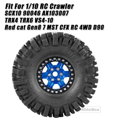 1.9 Beadlock rc Tires Wheels for 1/10 TRX4 TRX6 SCX10 90046 AX103007 Gen8 Gen7 D90 VS4-10 MST CFX RC Crawler,1.9 Wheels and Tires Alloy Aluminium Rims w/Rubber Tyres,Navy Blue - color: Navyblue(4pcs)