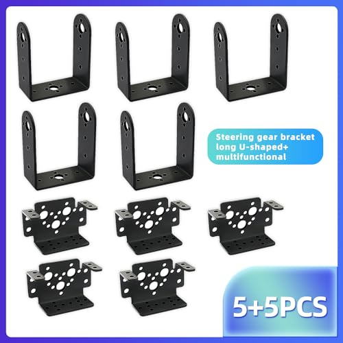5Set Pan Tilt Servo Mount Bracket for MG995 MG996R S3003 U/L Shaped | Fits multiple servo models. Ideal joint accessory for humanoid robots, robotic vehicles and model boats assembly - style: 5 Sets Servo Bracket