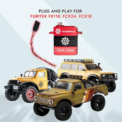 TORQ TCM-1022 Full CNC Case Metal Gear Coreless Servo for FX118, FMS - Remote Control Car, RC Car, 1/18 RC Crawler Upgrade Electronics RC Servo (TCM-1022 for FX118, FMS)