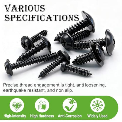 mxuteuk 280PCS Automotive Screws Kit,#8#10#12#14 Phillips Head Automotive Body Self Tapping Screws(24 Size) - color: Black-24Sizes Automotive Screws Kit
