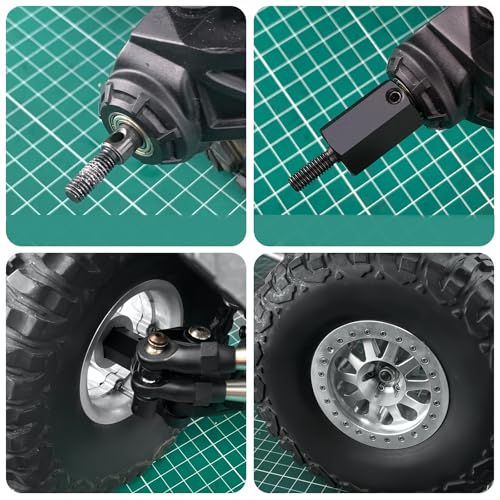 4PCS MORFUM SCX6 Hard Steel Wheel Hex Hub 20mm Offset Extension Hex Drive Adapter Combiner Coupler Conversion Compatible with 1/6 SCX6 AXI05000 RC Crawler Car Upgrades