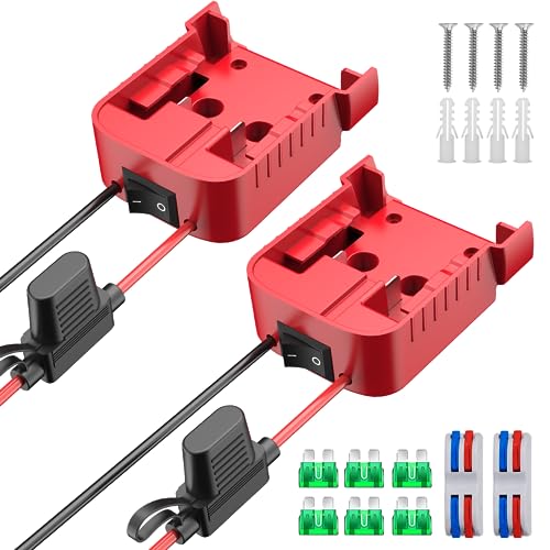 Azocek Power Wheel Adapter 2 Packs Compatible with Milwaukee 18V Battery | Battery Converter Kit, Fuse & Switch Included, Wire Terminals & 12 AWG Wire, Compatible with DIY RC Car Toys Robotics