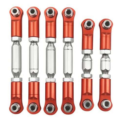 Adjustable Tie Rod Set for ARRMA Granite Senton Vorteks 550 (Red) | Aluminum,RC Linkage,Turnbuckles,Toe Links,6PCS,1/10,4X4,4X2,Steering Upgrade,AR330446 Compatible - color: Red