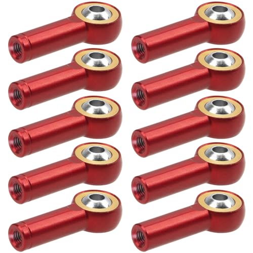 10Pack Vgoohobby Aluminum CW CCW M3 Link Rod Tie Rod End Ball Head Joint Holder 26mm Compatible with Axial Redcat HSP Traxxas HPI 1/10 RC Car Truck DIY Robot Boat Airplane (Red) - color: Red