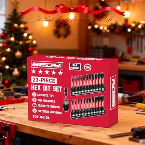 23-Piece Magnetic Hex Head Allen Wrench Drill Bit Set with 2.4" Impact Bit Holder, 1/4" Hex Shank Hex Bits, SAE & Metric Hex Screwdriver Bit Set, S2 Steel Allen Key, Mechanic Home Repair - style: 23 PCS New Version