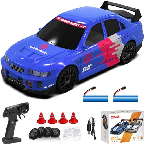 1:24 Scale RC Drift Car 4WD 2.4GHz 30KM/H High Speed Racing Sport Toy Car with LED Lights Racing and Drift Wheels Suitable for Beginners (8609-Blue) - color: 8609-blue