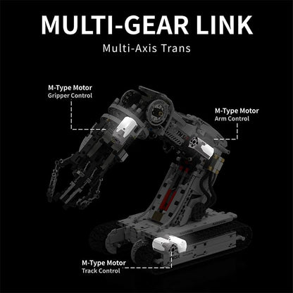 UNCLE BRICK Technical Tracked Robot Arm Building Block Kits,STEM Educational Toys,Upgraded Version Remote & APP Controlled,Set for Boys and Girls 8-14,Technical Robotic Arm Set for Adult(1468Pcs)