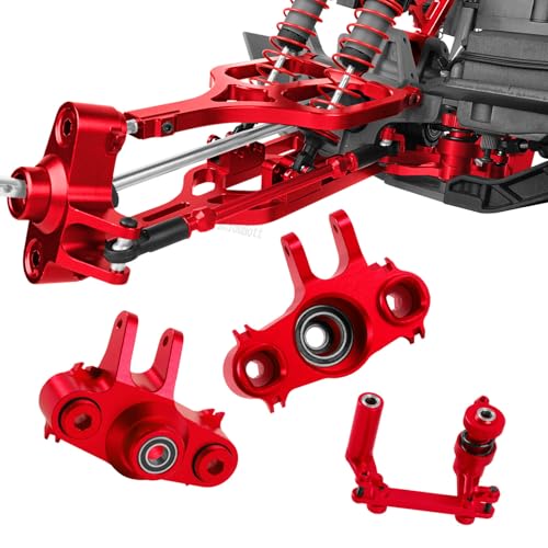 RC Alloy Suspension Arms&Steering Block Knuckle Arm&Shock Tower&Drive Shaft Axles&Push Rod Links&Steering Bellcranks Upgrades Part for 1/10 T-Maxx/E-Maxx,Driveshafts Hops Up,Red - color: Red- (Upgrades)