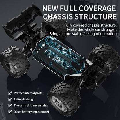 1:16 Scale 4WD High Speed Off-Road Waterproof RC Truck with Dual Batteries | dual Lipo Batteries,Hobby Grade RC car for Adults & Kids