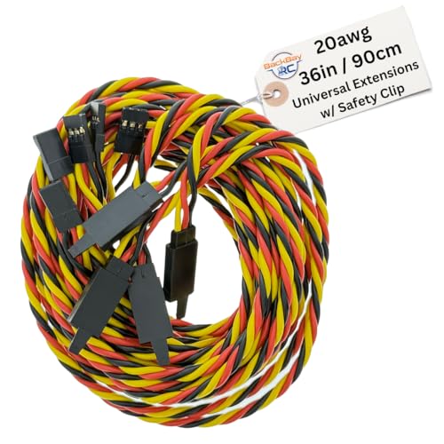 BackBayRC - 36in 20awg Male/Female w/Clip Universal Servo Extension - 5 Pack - style: 36in Male/Female Extension w/ Safety Clip