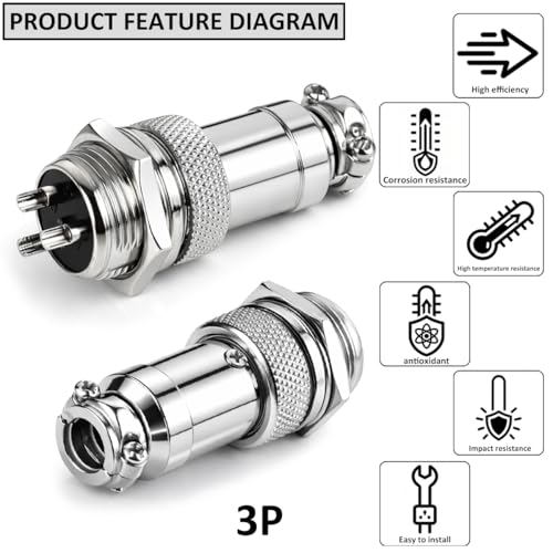 Clyxgs 3-Core Aviation Plug Connector Male Female 16mm Panel Mount Metal Wire Adapter 10PCS - style: GX16-3-10