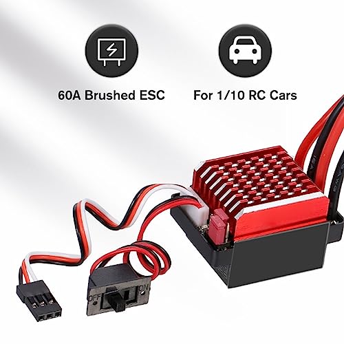 RC Car 550 Motor 60A ESC Brushless Combo, Stable Performance Sensorless for 1 10 Scale Short Truck and Crawler RC, Copper Winding Efficient Cooling Aluminum Shell