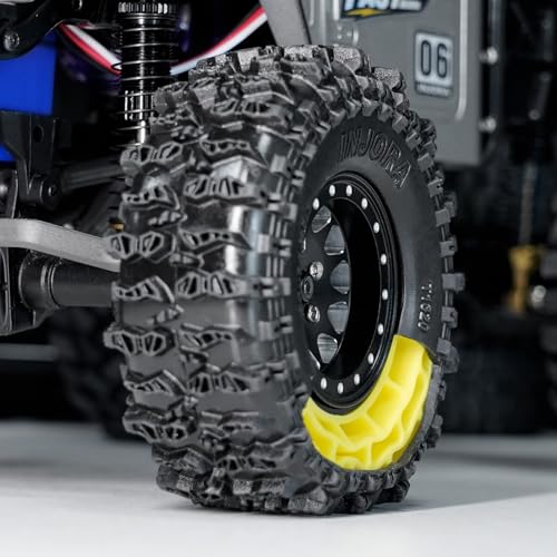 INJORA 1.3 70 * 26mm Cling On Tires and Silicone Rubber Inserts, Yellow - color: Yellow