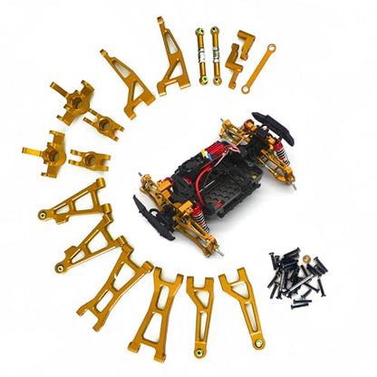 for Hyper Go H16BM Upgrades, 1/16 RC Car Parts, Metal Upgrade Aluminum Accessories, Gold Replacement Parts kit for H16BM H16GT H16DR H16PL Jetwood JC16EP HAIBOXING BEZGAR DEERC 1/16 RC Car - color: Gold