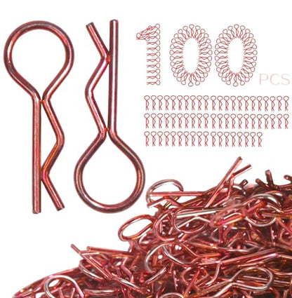 100pcs Universal RC Body Clips Pins - Compatible with Traxxas, Arrma, Redcat, Axial, HPI, HSP, Exceed, Himoto, Losi, RC4WD, Tamiya, Fits 1/8, 1/10, 1/12 Scale RC Cars, Trucks, Crawlers, Buggies - color: Red