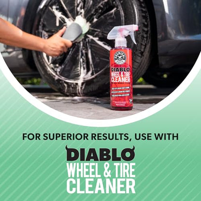 Chemical Guys, Wheelie Wheel & Exterior Brush for Rims & Tires, Soft, Green | Soft synthetic bristles clean rims, tires, grilles and emblems, safe on all wheel finishes with an easy grip - size: (Pack of 1), style: Wheelie
