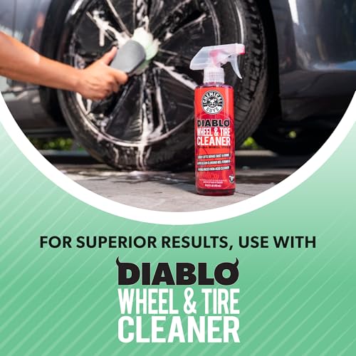 Chemical Guys, Wheelie Wheel & Exterior Brush for Rims & Tires, Soft, Green | Soft synthetic bristles clean rims, tires, grilles and emblems, safe on all wheel finishes with an easy grip - size: (Pack of 1), style: Wheelie