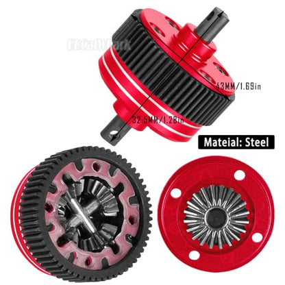 RC Upgrades Part for 1/10 Slash/Rustler/Stampede/Bandit 2WD (VXL) Drag Slash/Bigfoot,Transmission Gearbox & 48P Gear & Slipper Clutch Kit Pressure Plate & Complete Differential,Red - color: Red - (Upgrades Gearbox)