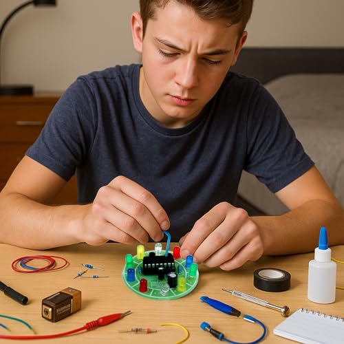 2 Sets Solder Practice Kit CD4017 Electronic Lucky Wheel DIY Soldering Kits LED Light Circuit Board Fun Probability Game to Learn and Training