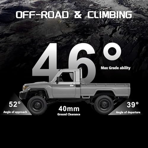1/12 Scale RC Crawler, MN-82 Pro RTR RC Truck LC79 4x4 Off Road Vehicles 2.4GHz RC Rock Car with LED Lights for Adults Hobby Toys (Gray) - color: Gray