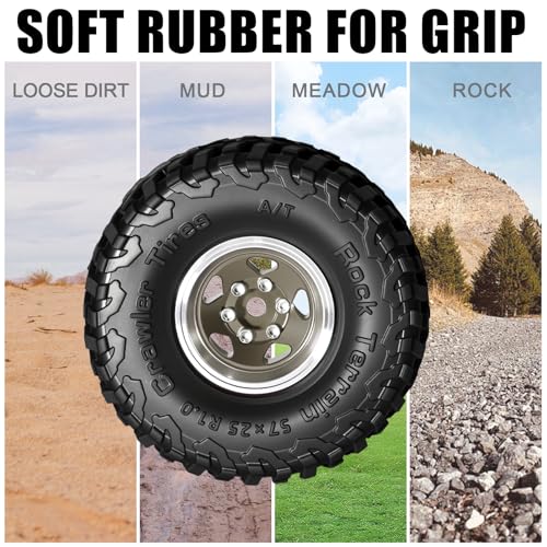 1.0 Beadlock Wheel Soft Tire Set RC Upgrade Part for Traxxas 1/18 TRX4M 1/24 RC Crawlers car Axial SCX24 FMS FCX24 Gladiator Bronco C10 JLU Deadbolt B17 Upgrade.(4Pcs/Set) - color: Bronze