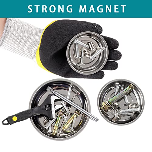 3 Pieces Magnetic Tool Trays with 5LBs Telescoping Magnetic Pick-up Tool Set, 3" 4" 6" Stainless Steel Magnet Tray Parts Holder for Screws, Mechanic's - size: 3" 4" 6"+5LB Pickup