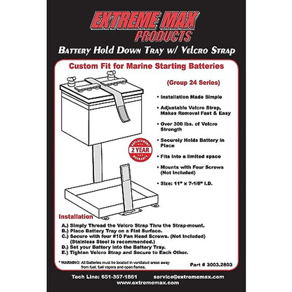 Extreme Max 3003.2803 Battery Tray Holder with Strap - Group 24