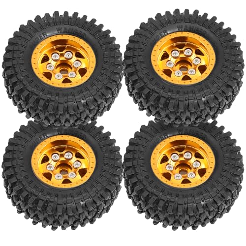 STMU 1.0 Beadlock Wheel Tires Set for 1/24 1/18 RC Crawler Car Ascent-18 Scout II Axial AX24 SCX24 FMS FCX24 (Golden)
