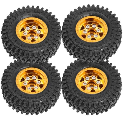 STMU 1.0 Beadlock Wheel Tires Set for 1/24 1/18 RC Crawler Car Ascent-18 Scout II Axial AX24 SCX24 FMS FCX24 (Golden)