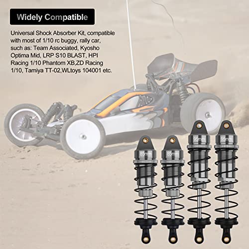 4Pcs RC Shocks Set 1:10 Scale 85mm Front Shocks & 95mm Rear Shocks | Replacement Parts Fits for 1/10 1/12 WLtoys 104001,124019, Kyosho, Tamiya, Losi RC Buggy/Racing Cars (Gray) - color: 1/10 Scale Titanium Grey