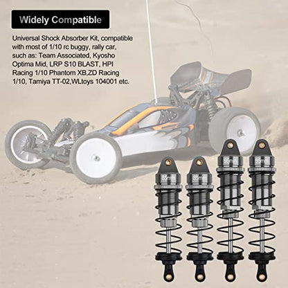 4Pcs RC Shocks Set 1:10 Scale 85mm Front Shocks & 95mm Rear Shocks | Replacement Parts Fits for 1/10 1/12 WLtoys 104001,124019, Kyosho, Tamiya, Losi RC Buggy/Racing Cars (Gray) - color: 1/10 Scale Titanium Grey