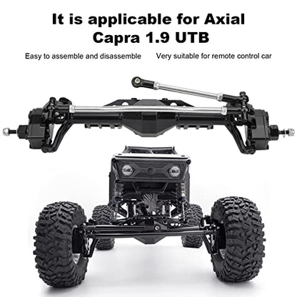 Remote Control Crawler Metal Front Portal Axle Assembly for Axial Capra 1.9 UTB RC Car with Aluminum Alloy Hardened Steel Bearing Steering Rod (Black Red)