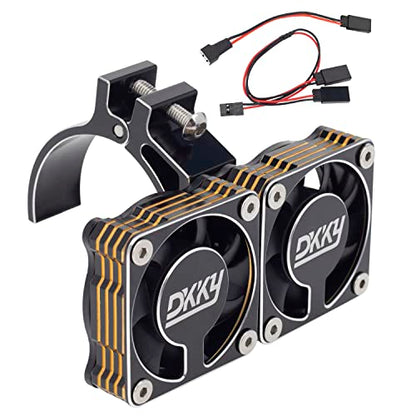 DKKY RC Motor Cooling Fan Heatsink 47-51mm Adjustable 15000 RPM for 1/5 1/8 ARRMA Infraction, Felony, Limitless and Axial 1717 4985 Motor, Black - color: Black