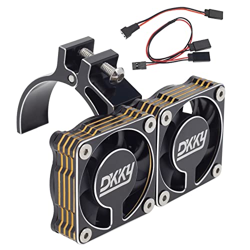 DKKY RC Motor Cooling Fan Heatsink 47-51mm Adjustable 15000 RPM for 1/5 1/8 ARRMA Infraction, Felony, Limitless and Axial 1717 4985 Motor, Black - color: Black