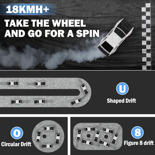 RC Drift Car, 1:16 Scale AE86 Model RC Drift Car, 4WD 18KM/h High Speed Remote Control Cars with LED Lights, Spray, Drifting Tires, Sport Racing On-Road Vehicle for Teens Adults