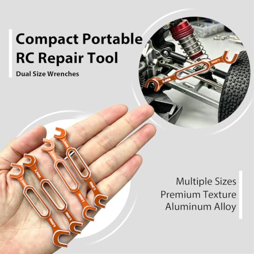 4PCS RC Wrench 3.0/3.2/3.5/3.7/4.0/5.0/5.5/6.0mm Turnbuckle Nut Ball Joint Remover RC Repair Tool for RC Crawler Car Boat Upgrade Parts, Orange - color: Orange & Silver