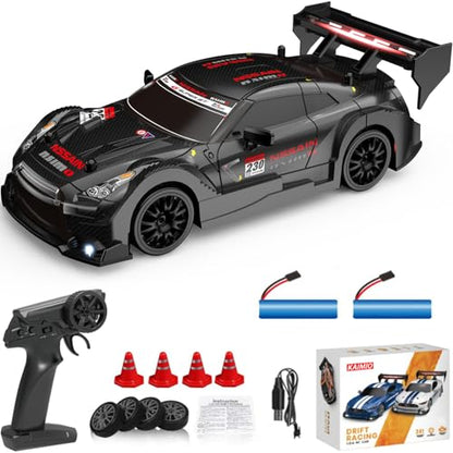 1:24 Scale RC Drift Car 4WD 2.4GHz 30KM/H High Speed Racing Sport Toy Car with LED Lights, Racing and Drift Wheels (8601-Black) - color: 8601-black