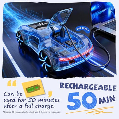 AEROQUEST Gesture Control RC Stunt Car with Lights & Spray for Boys 6+ | 2.4GHz 4WD Remote Control Drift Spray Effects USB-C Charging Light Sound Spotrs Car Gift for Boys 6+ - color: Blue