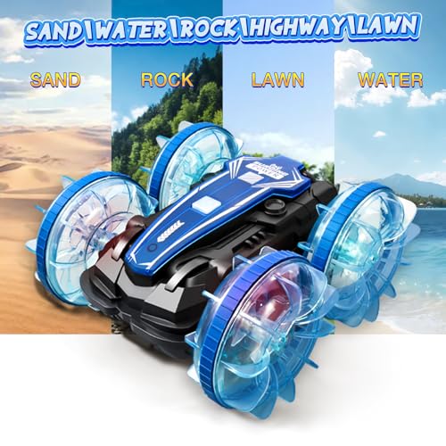Amphibious Remote Control Car,Water Beach Pool Toy,2.5GHz 4WD 360° Rotation,Waterproof Gesture RC Stunt Car, Birthday Gift for 6-12 Years Old Boys Girls
